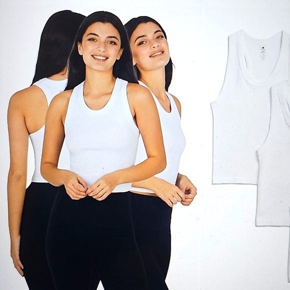 NWT 90 Degree by Reflex 3 pack Seamless Crop Tops. Satellite, White & Black XL - Picture 9 of 13